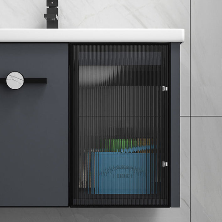 Rectangular Single Bathroom Vanity Modern Dark Gray Metal Base Vanity Set Clearhalo 'Bathroom Remodel & Bathroom Fixtures' 'Bathroom Vanities' 'bathroom_vanities' 'Home Improvement' 'home_improvement' 'home_improvement_bathroom_vanities' 7352205