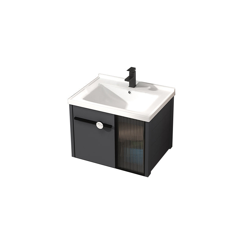 Rectangular Single Bathroom Vanity Modern Dark Gray Metal Base Vanity Set Vanity & Faucet 24"L x 19"W x 18"H Clearhalo 'Bathroom Remodel & Bathroom Fixtures' 'Bathroom Vanities' 'bathroom_vanities' 'Home Improvement' 'home_improvement' 'home_improvement_bathroom_vanities' 7352214