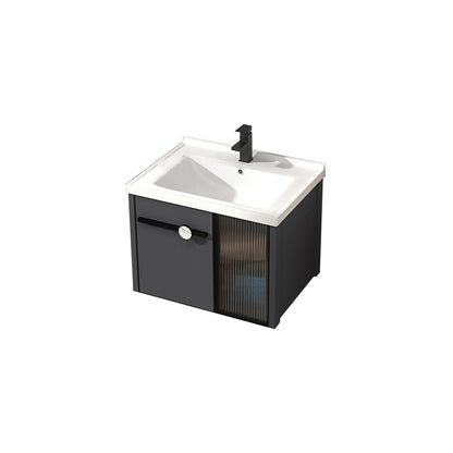 Rectangular Single Bathroom Vanity Modern Dark Gray Metal Base Vanity Set Vanity & Faucet 24"L x 19"W x 18"H Clearhalo 'Bathroom Remodel & Bathroom Fixtures' 'Bathroom Vanities' 'bathroom_vanities' 'Home Improvement' 'home_improvement' 'home_improvement_bathroom_vanities' 7352214
