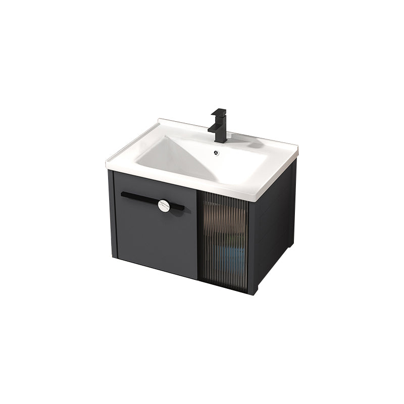 Rectangular Single Bathroom Vanity Modern Dark Gray Metal Base Vanity Set Vanity & Faucet 28"L x 19"W x 18"H Clearhalo 'Bathroom Remodel & Bathroom Fixtures' 'Bathroom Vanities' 'bathroom_vanities' 'Home Improvement' 'home_improvement' 'home_improvement_bathroom_vanities' 7352215