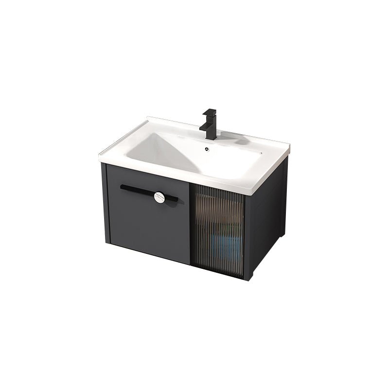 Rectangular Single Bathroom Vanity Modern Dark Gray Metal Base Vanity Set Vanity & Faucet 32"L x 19"W x 18"H Clearhalo 'Bathroom Remodel & Bathroom Fixtures' 'Bathroom Vanities' 'bathroom_vanities' 'Home Improvement' 'home_improvement' 'home_improvement_bathroom_vanities' 7352216