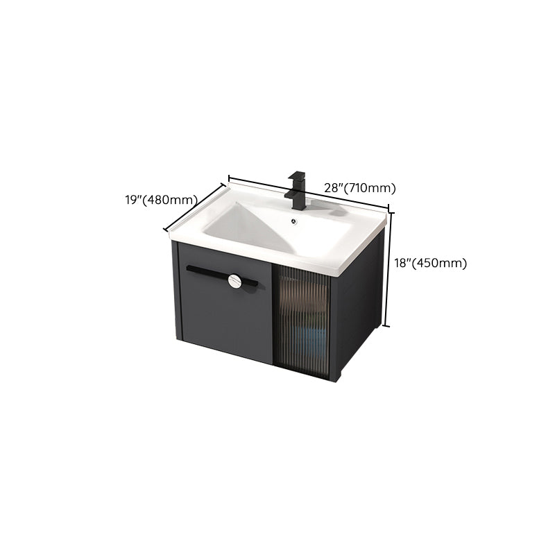 Rectangular Single Bathroom Vanity Modern Dark Gray Metal Base Vanity Set Clearhalo 'Bathroom Remodel & Bathroom Fixtures' 'Bathroom Vanities' 'bathroom_vanities' 'Home Improvement' 'home_improvement' 'home_improvement_bathroom_vanities' 7352218