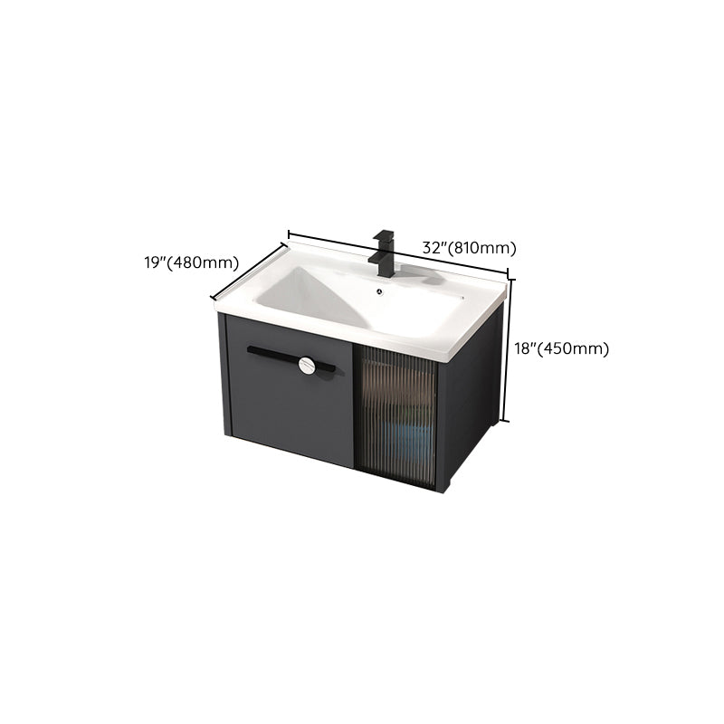 Rectangular Single Bathroom Vanity Modern Dark Gray Metal Base Vanity Set Clearhalo 'Bathroom Remodel & Bathroom Fixtures' 'Bathroom Vanities' 'bathroom_vanities' 'Home Improvement' 'home_improvement' 'home_improvement_bathroom_vanities' 7352219