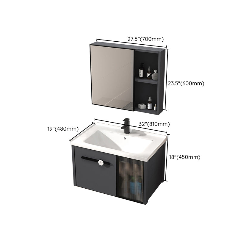 Rectangular Single Bathroom Vanity Modern Dark Gray Metal Base Vanity Set Clearhalo 'Bathroom Remodel & Bathroom Fixtures' 'Bathroom Vanities' 'bathroom_vanities' 'Home Improvement' 'home_improvement' 'home_improvement_bathroom_vanities' 7352224