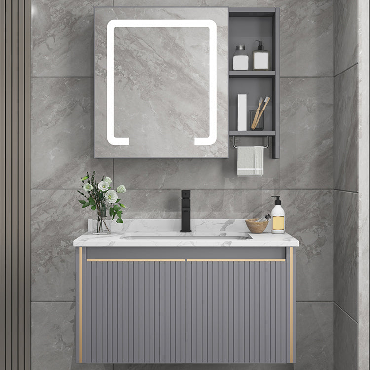 Wall Mount Bathroom Vanity Set Modern Faucet Included Bathroom Sink Vanity Clearhalo 'Bathroom Remodel & Bathroom Fixtures' 'Bathroom Vanities' 'bathroom_vanities' 'Home Improvement' 'home_improvement' 'home_improvement_bathroom_vanities' 7352233