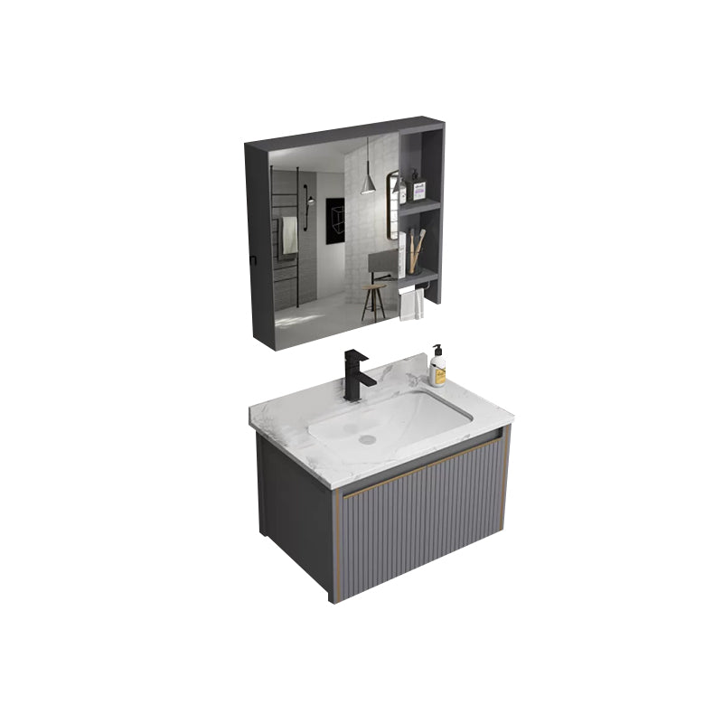 Wall Mount Bathroom Vanity Set Modern Faucet Included Bathroom Sink Vanity Vanity & Faucet & Mirror Cabinet 24"L x 19"W x 18"H Stone Clearhalo 'Bathroom Remodel & Bathroom Fixtures' 'Bathroom Vanities' 'bathroom_vanities' 'Home Improvement' 'home_improvement' 'home_improvement_bathroom_vanities' 7352234