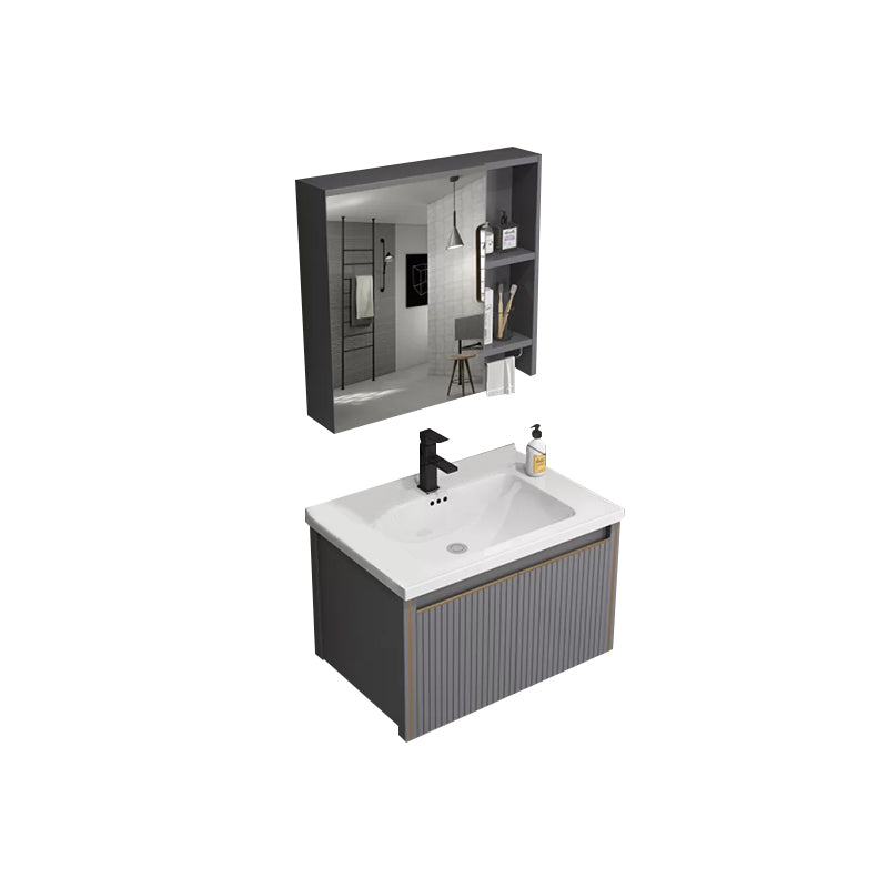 Wall Mount Bathroom Vanity Set Modern Faucet Included Bathroom Sink Vanity Vanity & Faucet & Mirror Cabinet Ceramic Clearhalo 'Bathroom Remodel & Bathroom Fixtures' 'Bathroom Vanities' 'bathroom_vanities' 'Home Improvement' 'home_improvement' 'home_improvement_bathroom_vanities' 7352236