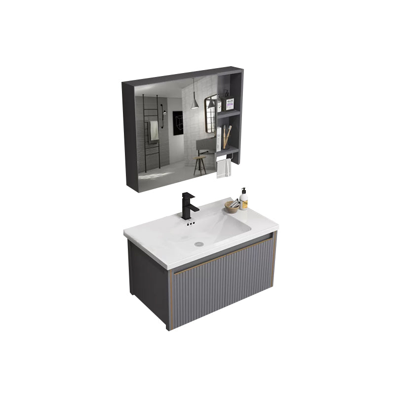 Wall Mount Bathroom Vanity Set Modern Faucet Included Bathroom Sink Vanity Vanity & Faucet & Mirror Cabinet Ceramic Clearhalo 'Bathroom Remodel & Bathroom Fixtures' 'Bathroom Vanities' 'bathroom_vanities' 'Home Improvement' 'home_improvement' 'home_improvement_bathroom_vanities' 7352238