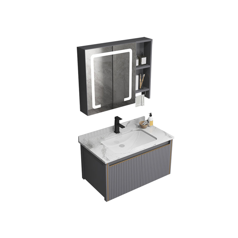 Wall Mount Bathroom Vanity Set Modern Faucet Included Bathroom Sink Vanity Clearhalo 'Bathroom Remodel & Bathroom Fixtures' 'Bathroom Vanities' 'bathroom_vanities' 'Home Improvement' 'home_improvement' 'home_improvement_bathroom_vanities' 7352239