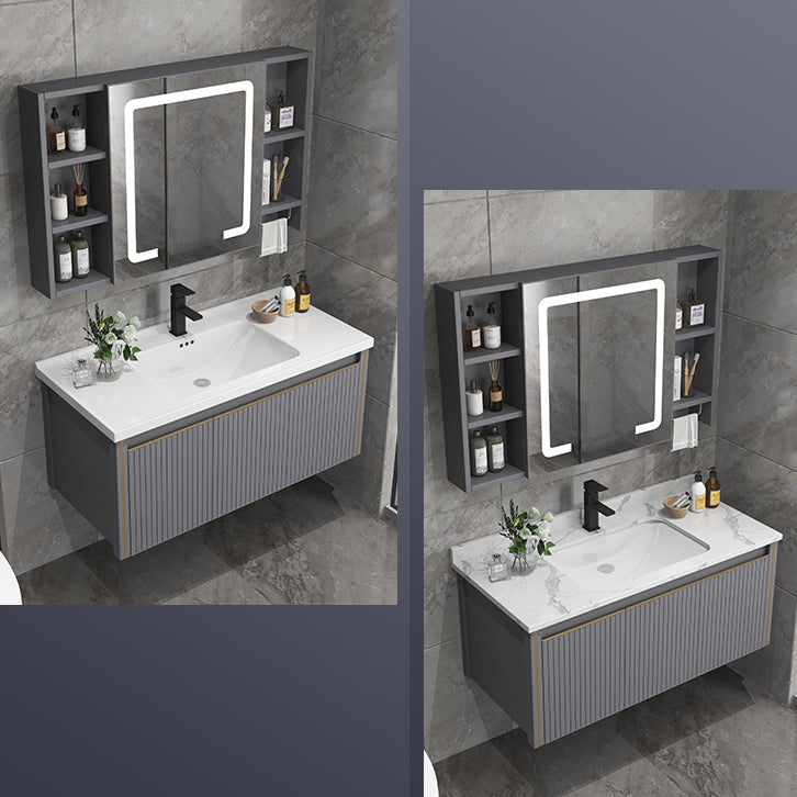 Wall Mount Bathroom Vanity Set Modern Faucet Included Bathroom Sink Vanity Clearhalo 'Bathroom Remodel & Bathroom Fixtures' 'Bathroom Vanities' 'bathroom_vanities' 'Home Improvement' 'home_improvement' 'home_improvement_bathroom_vanities' 7352241