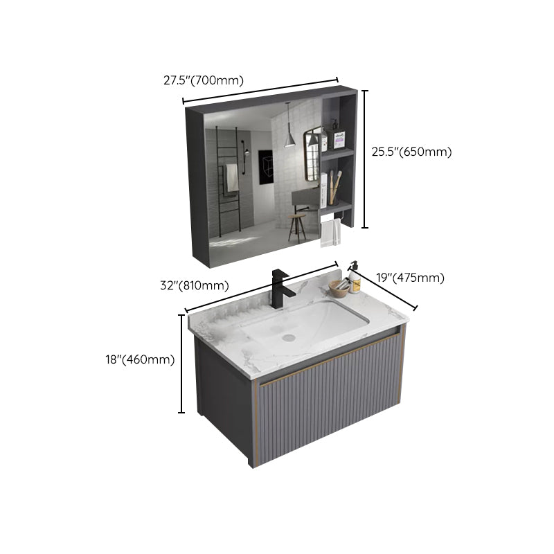 Wall Mount Bathroom Vanity Set Modern Faucet Included Bathroom Sink Vanity Clearhalo 'Bathroom Remodel & Bathroom Fixtures' 'Bathroom Vanities' 'bathroom_vanities' 'Home Improvement' 'home_improvement' 'home_improvement_bathroom_vanities' 7352254