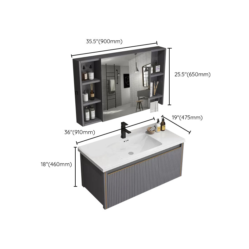 Wall Mount Bathroom Vanity Set Modern Faucet Included Bathroom Sink Vanity Clearhalo 'Bathroom Remodel & Bathroom Fixtures' 'Bathroom Vanities' 'bathroom_vanities' 'Home Improvement' 'home_improvement' 'home_improvement_bathroom_vanities' 7352257