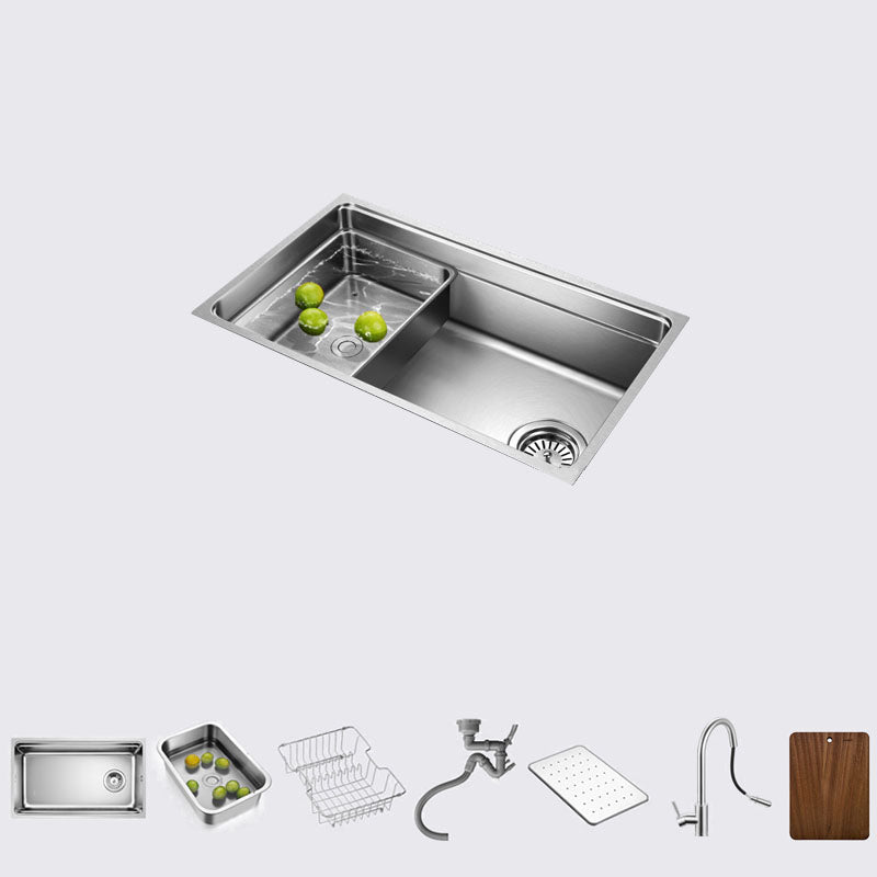 Drop-In Kitchen Sink Stainless Steel Kitchen Sink with Basket Strainer Sink with Faucet Stainless Steel Pull Out Faucet Yes Clearhalo 'Home Improvement' 'home_improvement' 'home_improvement_kitchen_sinks' 'Kitchen Remodel & Kitchen Fixtures' 'Kitchen Sinks & Faucet Components' 'Kitchen Sinks' 'kitchen_sinks' 7352481