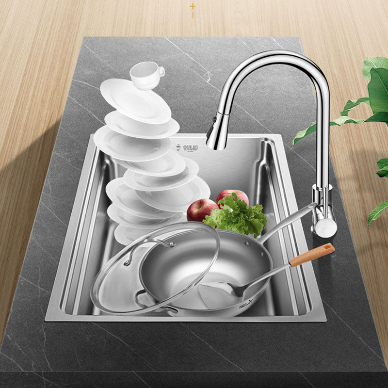 Drop-In Kitchen Sink Stainless Steel Kitchen Sink with Basket Strainer Clearhalo 'Home Improvement' 'home_improvement' 'home_improvement_kitchen_sinks' 'Kitchen Remodel & Kitchen Fixtures' 'Kitchen Sinks & Faucet Components' 'Kitchen Sinks' 'kitchen_sinks' 7352486