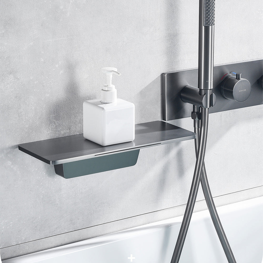 Modern Tub Spout Trim Brass Wall Mounted with Handshower Bath Faucet Trim Clearhalo 'Bathroom Remodel & Bathroom Fixtures' 'Bathtub Faucets' 'bathtub_faucets' 'Home Improvement' 'home_improvement' 'home_improvement_bathtub_faucets' 7352504