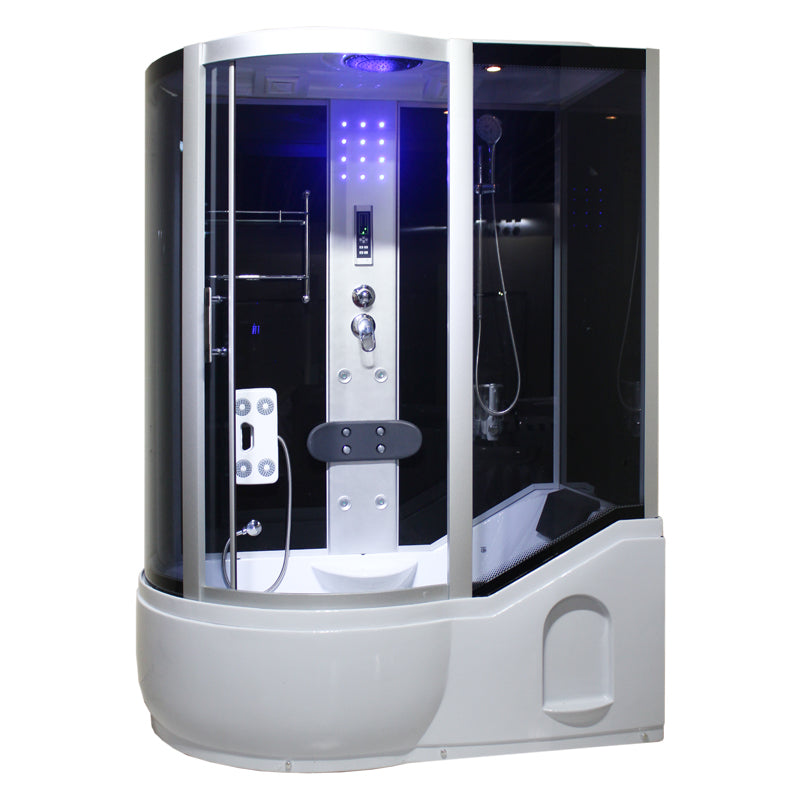 Single Sliding Tinted Tub & Shower Kit Framed Round Shower Kit Clearhalo 'Bathroom Remodel & Bathroom Fixtures' 'Home Improvement' 'home_improvement' 'home_improvement_shower_stalls_enclosures' 'Shower Stalls & Enclosures' 'shower_stalls_enclosures' 'Showers & Bathtubs' 7352609