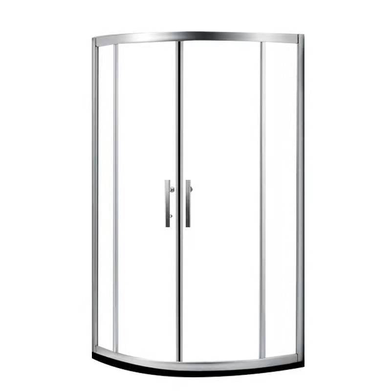 Silver Rounded Shower Stall Clear Tempered Glass Shower Stall with Door Handles Door Seal Included Clear Glass Clearhalo 'Bathroom Remodel & Bathroom Fixtures' 'Home Improvement' 'home_improvement' 'home_improvement_shower_stalls_enclosures' 'Shower Stalls & Enclosures' 'shower_stalls_enclosures' 'Showers & Bathtubs' 7352632