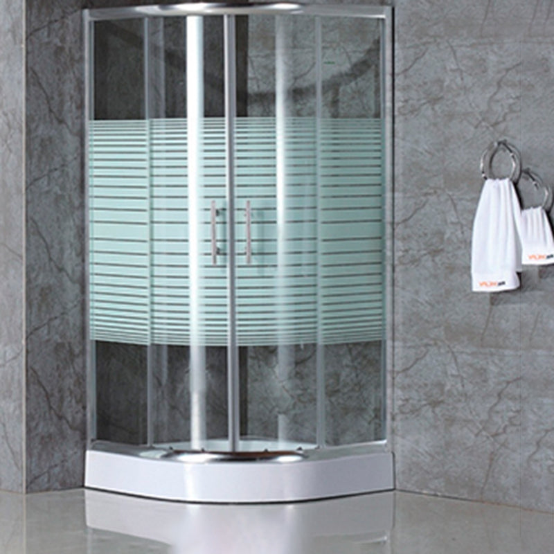 Silver Rounded Shower Stall Clear Tempered Glass Shower Stall with Door Handles Clearhalo 'Bathroom Remodel & Bathroom Fixtures' 'Home Improvement' 'home_improvement' 'home_improvement_shower_stalls_enclosures' 'Shower Stalls & Enclosures' 'shower_stalls_enclosures' 'Showers & Bathtubs' 7352633