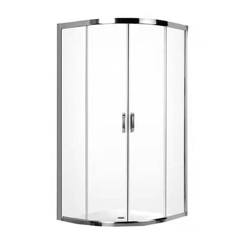 Silver Rounded Shower Stall Clear Tempered Glass Shower Stall with Door Handles Door Seal Not Included Clear Glass Clearhalo 'Bathroom Remodel & Bathroom Fixtures' 'Home Improvement' 'home_improvement' 'home_improvement_shower_stalls_enclosures' 'Shower Stalls & Enclosures' 'shower_stalls_enclosures' 'Showers & Bathtubs' 7352634