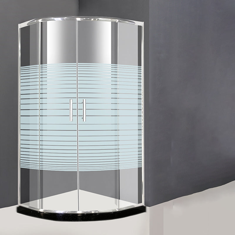 Silver Rounded Shower Stall Clear Tempered Glass Shower Stall with Door Handles Door Seal Included Striped Clearhalo 'Bathroom Remodel & Bathroom Fixtures' 'Home Improvement' 'home_improvement' 'home_improvement_shower_stalls_enclosures' 'Shower Stalls & Enclosures' 'shower_stalls_enclosures' 'Showers & Bathtubs' 7352638