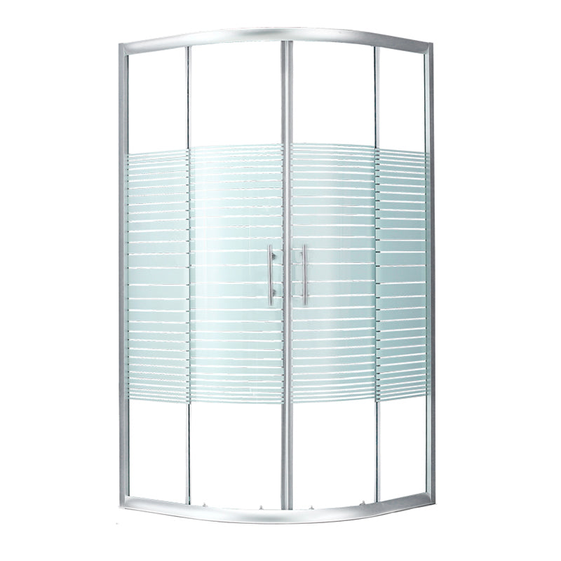 Silver Rounded Shower Stall Clear Tempered Glass Shower Stall with Door Handles Clearhalo 'Bathroom Remodel & Bathroom Fixtures' 'Home Improvement' 'home_improvement' 'home_improvement_shower_stalls_enclosures' 'Shower Stalls & Enclosures' 'shower_stalls_enclosures' 'Showers & Bathtubs' 7352639