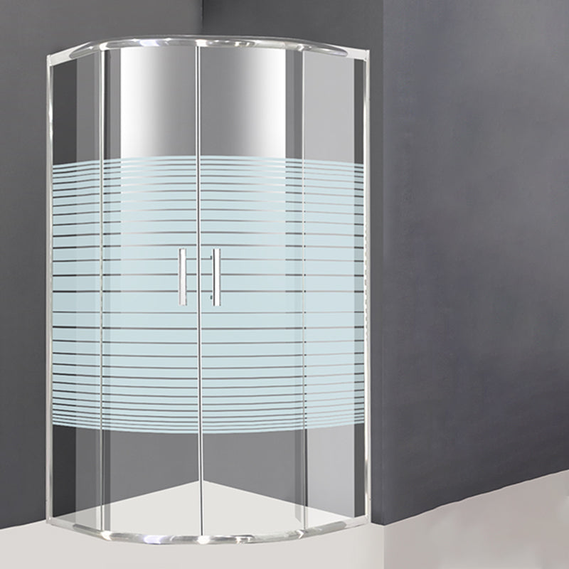 Silver Rounded Shower Stall Clear Tempered Glass Shower Stall with Door Handles Door Seal Not Included Striped Clearhalo 'Bathroom Remodel & Bathroom Fixtures' 'Home Improvement' 'home_improvement' 'home_improvement_shower_stalls_enclosures' 'Shower Stalls & Enclosures' 'shower_stalls_enclosures' 'Showers & Bathtubs' 7352640