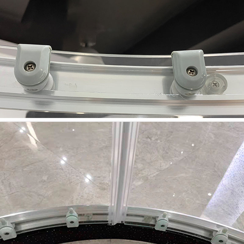 Silver Rounded Shower Stall Clear Tempered Glass Shower Stall with Door Handles Clearhalo 'Bathroom Remodel & Bathroom Fixtures' 'Home Improvement' 'home_improvement' 'home_improvement_shower_stalls_enclosures' 'Shower Stalls & Enclosures' 'shower_stalls_enclosures' 'Showers & Bathtubs' 7352641