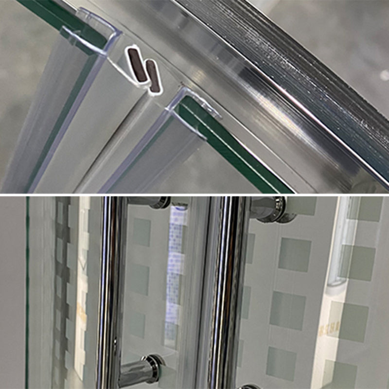 Silver Rounded Shower Stall Clear Tempered Glass Shower Stall with Door Handles Clearhalo 'Bathroom Remodel & Bathroom Fixtures' 'Home Improvement' 'home_improvement' 'home_improvement_shower_stalls_enclosures' 'Shower Stalls & Enclosures' 'shower_stalls_enclosures' 'Showers & Bathtubs' 7352643