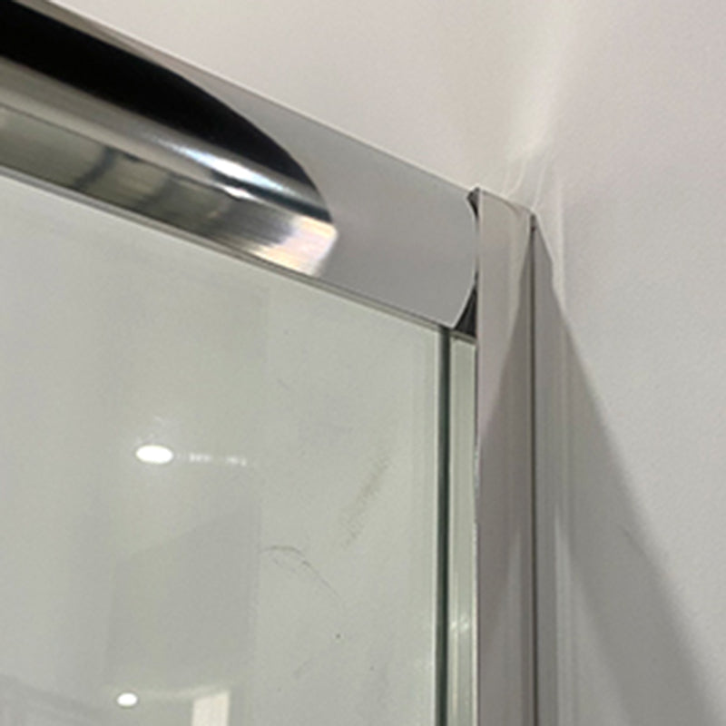 Silver Rounded Shower Stall Clear Tempered Glass Shower Stall with Door Handles Clearhalo 'Bathroom Remodel & Bathroom Fixtures' 'Home Improvement' 'home_improvement' 'home_improvement_shower_stalls_enclosures' 'Shower Stalls & Enclosures' 'shower_stalls_enclosures' 'Showers & Bathtubs' 7352644