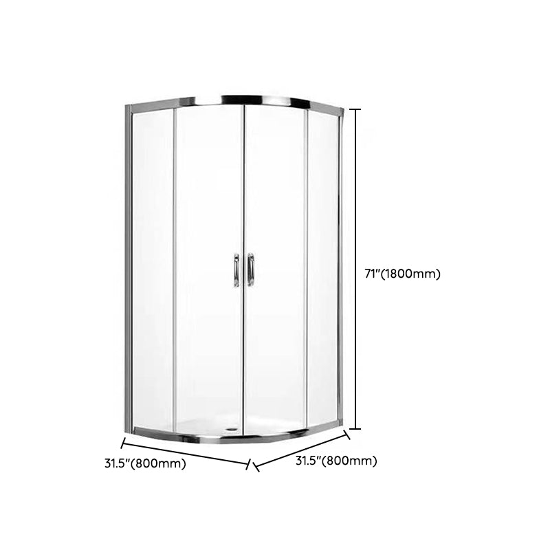 Silver Rounded Shower Stall Clear Tempered Glass Shower Stall with Door Handles Clearhalo 'Bathroom Remodel & Bathroom Fixtures' 'Home Improvement' 'home_improvement' 'home_improvement_shower_stalls_enclosures' 'Shower Stalls & Enclosures' 'shower_stalls_enclosures' 'Showers & Bathtubs' 7352647