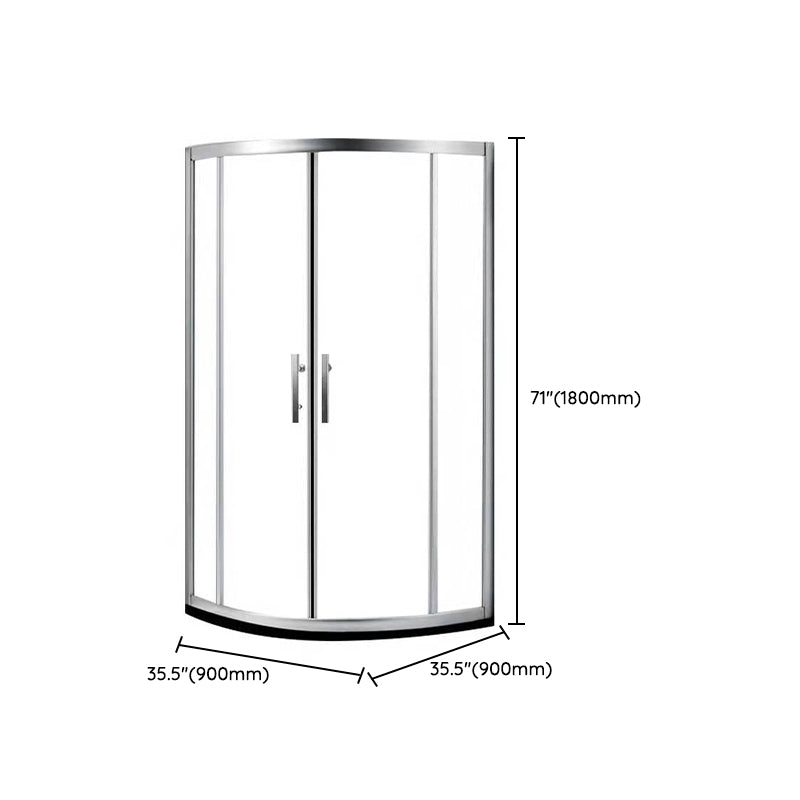 Silver Rounded Shower Stall Clear Tempered Glass Shower Stall with Door Handles Clearhalo 'Bathroom Remodel & Bathroom Fixtures' 'Home Improvement' 'home_improvement' 'home_improvement_shower_stalls_enclosures' 'Shower Stalls & Enclosures' 'shower_stalls_enclosures' 'Showers & Bathtubs' 7352650