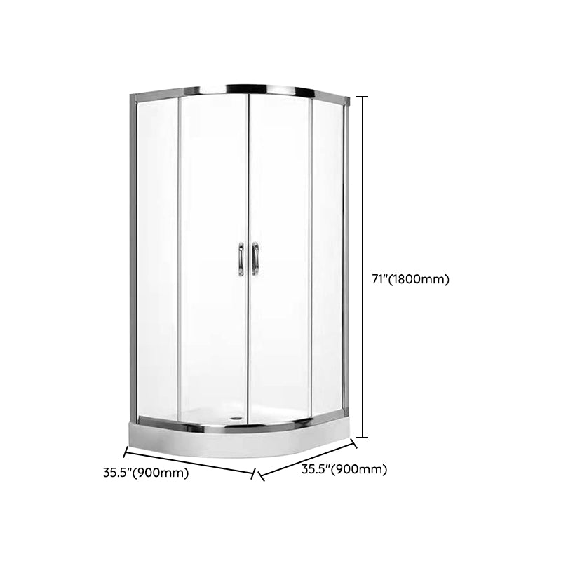 Silver Rounded Shower Stall Clear Tempered Glass Shower Stall with Door Handles Clearhalo 'Bathroom Remodel & Bathroom Fixtures' 'Home Improvement' 'home_improvement' 'home_improvement_shower_stalls_enclosures' 'Shower Stalls & Enclosures' 'shower_stalls_enclosures' 'Showers & Bathtubs' 7352651