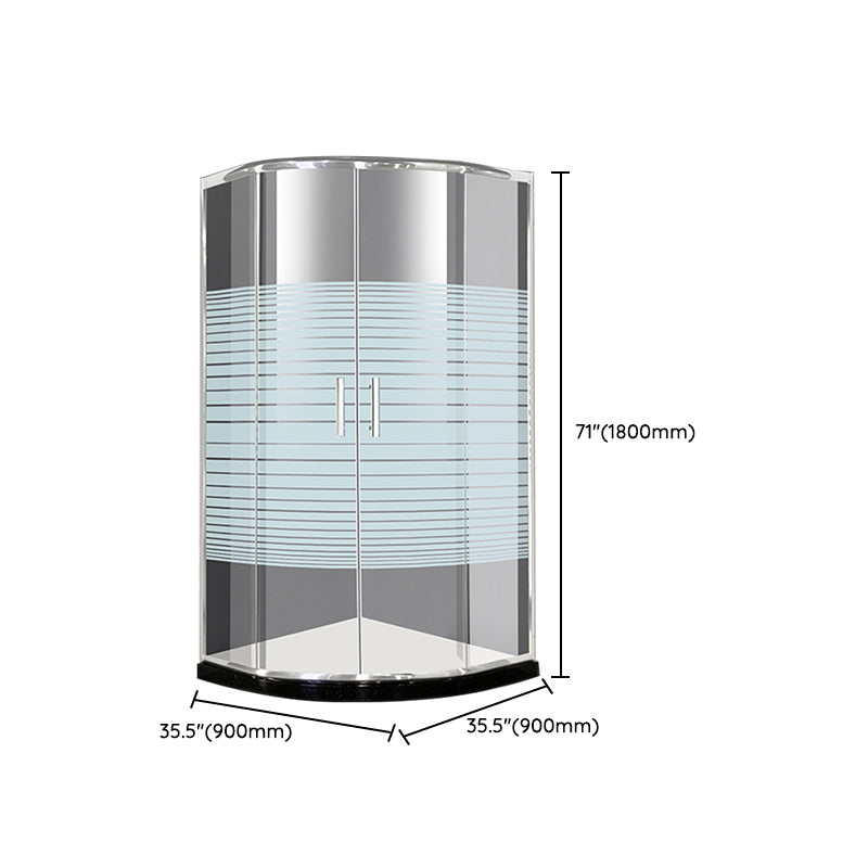 Silver Rounded Shower Stall Clear Tempered Glass Shower Stall with Door Handles Clearhalo 'Bathroom Remodel & Bathroom Fixtures' 'Home Improvement' 'home_improvement' 'home_improvement_shower_stalls_enclosures' 'Shower Stalls & Enclosures' 'shower_stalls_enclosures' 'Showers & Bathtubs' 7352653