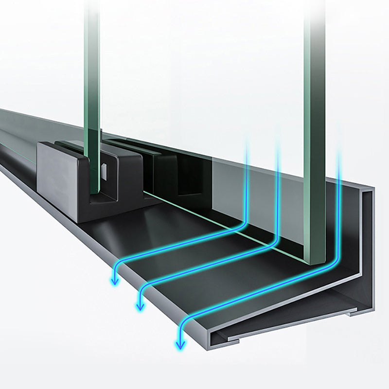 Framed Double Sliding Shower Bath Door Black Tempered Shower Doors Clearhalo 'Bathroom Remodel & Bathroom Fixtures' 'Home Improvement' 'home_improvement' 'home_improvement_shower_tub_doors' 'Shower and Tub Doors' 'shower_tub_doors' 'Showers & Bathtubs' 7352702