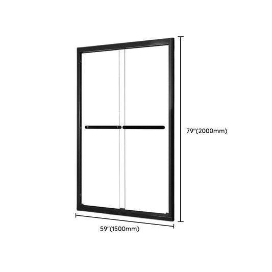 Framed Double Sliding Shower Bath Door Black Tempered Shower Doors Clearhalo 'Bathroom Remodel & Bathroom Fixtures' 'Home Improvement' 'home_improvement' 'home_improvement_shower_tub_doors' 'Shower and Tub Doors' 'shower_tub_doors' 'Showers & Bathtubs' 7352707