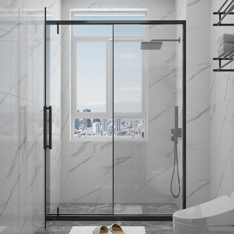 Narrow Bezel Transparent Shower Door Tempered Glass Shower Bath Door Clearhalo 'Bathroom Remodel & Bathroom Fixtures' 'Home Improvement' 'home_improvement' 'home_improvement_shower_tub_doors' 'Shower and Tub Doors' 'shower_tub_doors' 'Showers & Bathtubs' 7352715