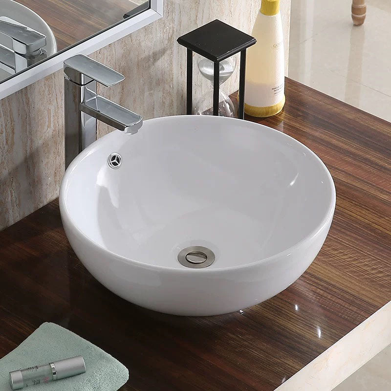 Modern Bathroom Sink with Pop-Up Drain Porcelain Round Vessel Lavatory Sink Clearhalo 'Bathroom Remodel & Bathroom Fixtures' 'Bathroom Sinks & Faucet Components' 'Bathroom Sinks' 'bathroom_sink' 'Home Improvement' 'home_improvement' 'home_improvement_bathroom_sink' 7352987