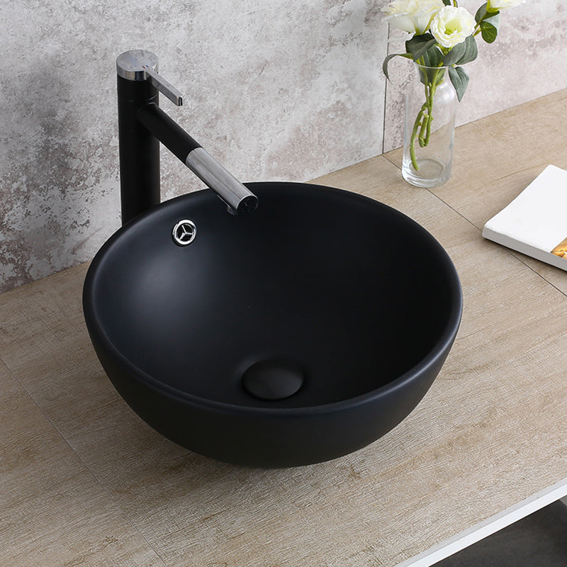 Modern Bathroom Sink with Pop-Up Drain Porcelain Round Vessel Lavatory Sink Clearhalo 'Bathroom Remodel & Bathroom Fixtures' 'Bathroom Sinks & Faucet Components' 'Bathroom Sinks' 'bathroom_sink' 'Home Improvement' 'home_improvement' 'home_improvement_bathroom_sink' 7352990