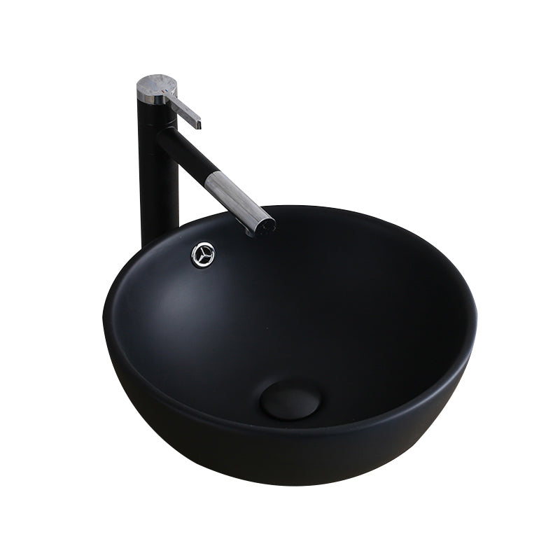 Modern Bathroom Sink with Pop-Up Drain Porcelain Round Vessel Lavatory Sink Clearhalo 'Bathroom Remodel & Bathroom Fixtures' 'Bathroom Sinks & Faucet Components' 'Bathroom Sinks' 'bathroom_sink' 'Home Improvement' 'home_improvement' 'home_improvement_bathroom_sink' 7352996