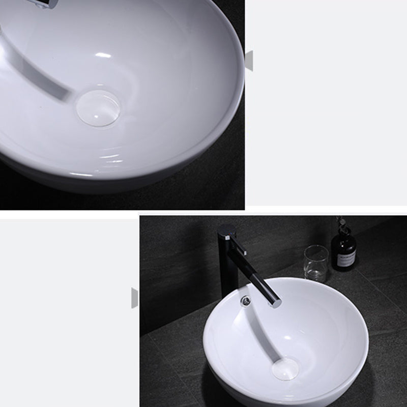 Modern Bathroom Sink with Pop-Up Drain Porcelain Round Vessel Lavatory Sink Clearhalo 'Bathroom Remodel & Bathroom Fixtures' 'Bathroom Sinks & Faucet Components' 'Bathroom Sinks' 'bathroom_sink' 'Home Improvement' 'home_improvement' 'home_improvement_bathroom_sink' 7352998