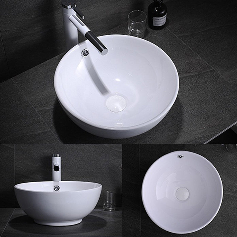 Modern Bathroom Sink with Pop-Up Drain Porcelain Round Vessel Lavatory Sink Clearhalo 'Bathroom Remodel & Bathroom Fixtures' 'Bathroom Sinks & Faucet Components' 'Bathroom Sinks' 'bathroom_sink' 'Home Improvement' 'home_improvement' 'home_improvement_bathroom_sink' 7353000