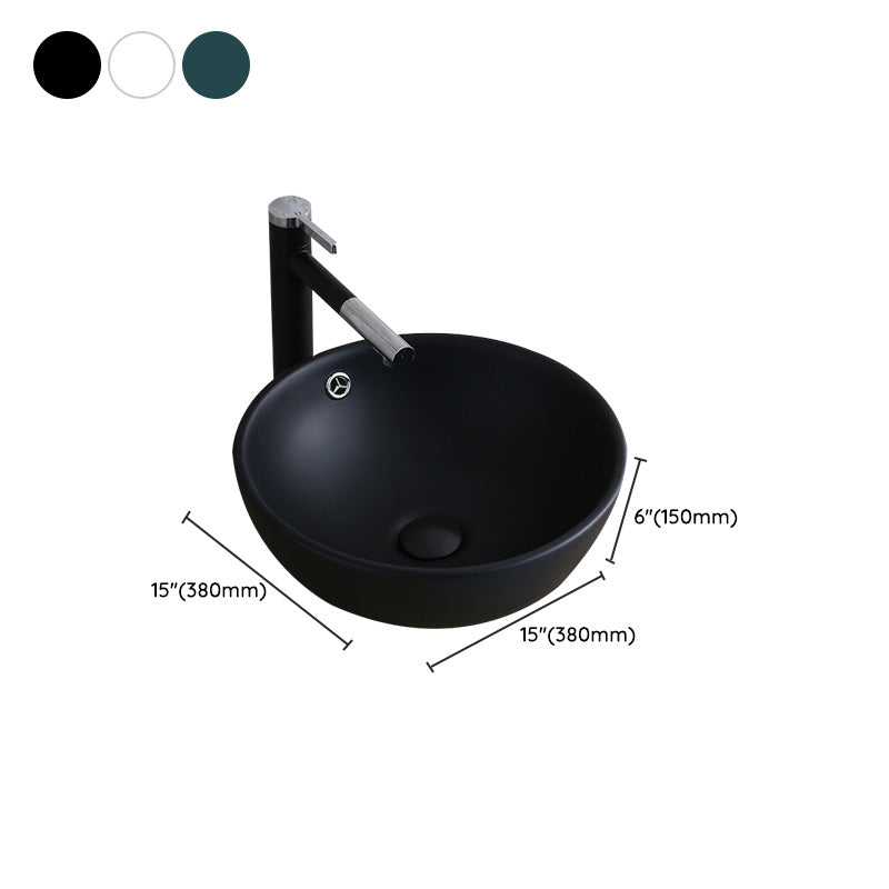 Modern Bathroom Sink with Pop-Up Drain Porcelain Round Vessel Lavatory Sink Clearhalo 'Bathroom Remodel & Bathroom Fixtures' 'Bathroom Sinks & Faucet Components' 'Bathroom Sinks' 'bathroom_sink' 'Home Improvement' 'home_improvement' 'home_improvement_bathroom_sink' 7353008