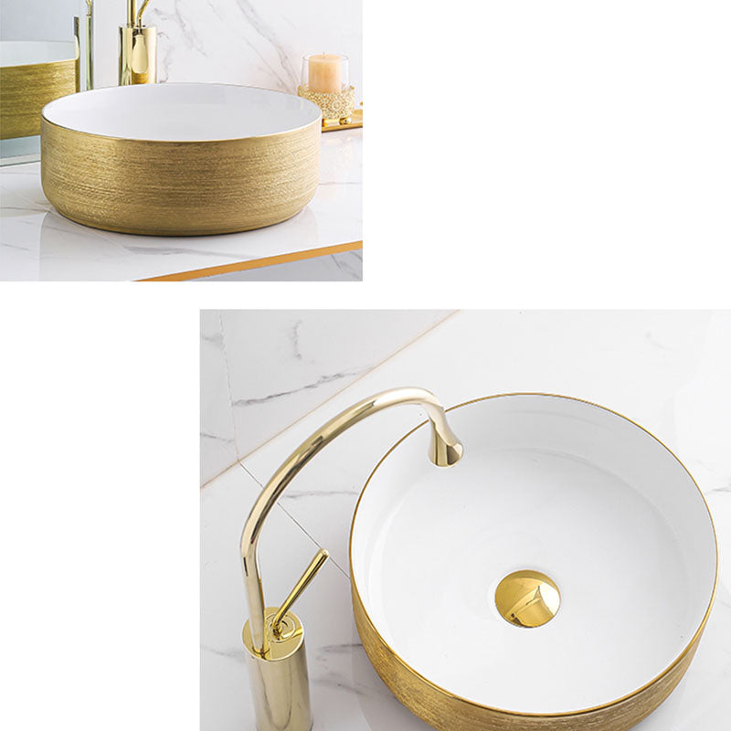 Modern Bathroom Sink with Pop-Up Drain Porcelain Round Vessel Bathroom Sink without Faucet Clearhalo 'Bathroom Remodel & Bathroom Fixtures' 'Bathroom Sinks & Faucet Components' 'Bathroom Sinks' 'bathroom_sink' 'Home Improvement' 'home_improvement' 'home_improvement_bathroom_sink' 7353020