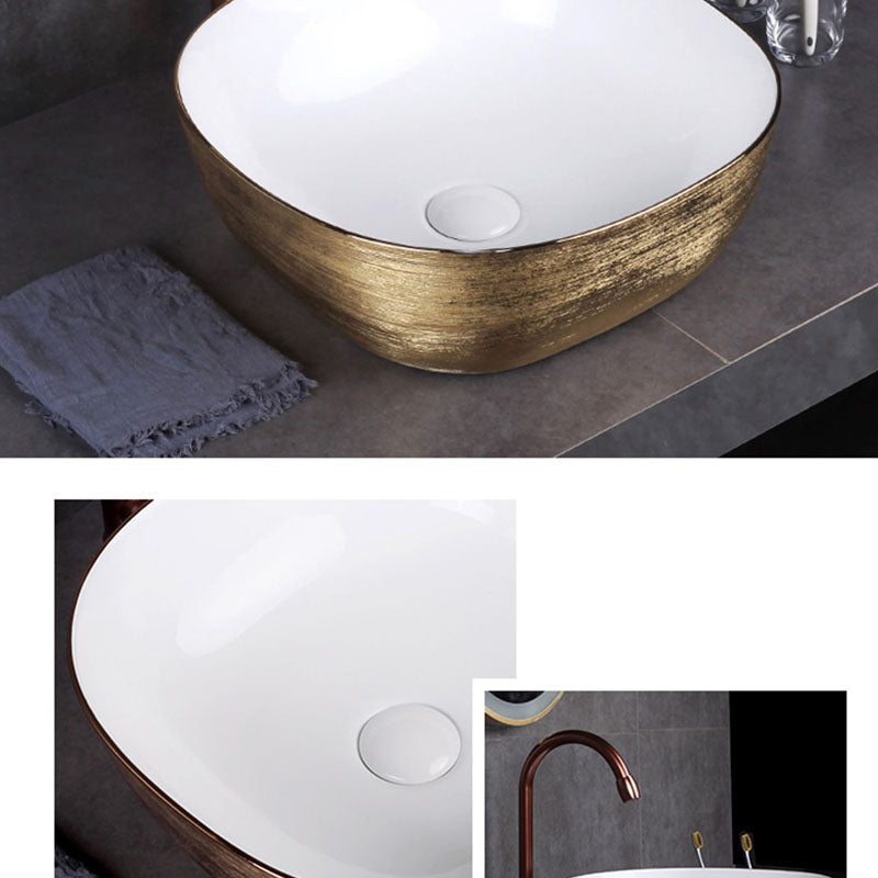 Modern Bathroom Sink with Pop-Up Drain Porcelain Round Vessel Bathroom Sink without Faucet Clearhalo 'Bathroom Remodel & Bathroom Fixtures' 'Bathroom Sinks & Faucet Components' 'Bathroom Sinks' 'bathroom_sink' 'Home Improvement' 'home_improvement' 'home_improvement_bathroom_sink' 7353024