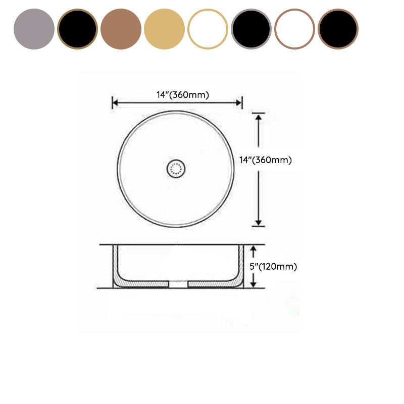 Modern Bathroom Sink with Pop-Up Drain Porcelain Round Vessel Bathroom Sink without Faucet Clearhalo 'Bathroom Remodel & Bathroom Fixtures' 'Bathroom Sinks & Faucet Components' 'Bathroom Sinks' 'bathroom_sink' 'Home Improvement' 'home_improvement' 'home_improvement_bathroom_sink' 7353032