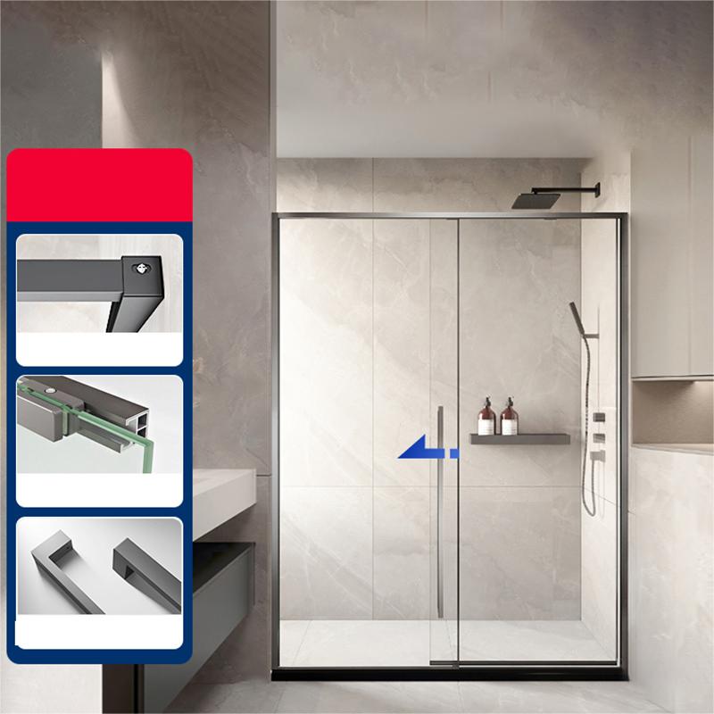 Silver Single Sliding Shower Bath Door Metal Semi-Frameless Shower Door Grey Right Clearhalo 'Bathroom Remodel & Bathroom Fixtures' 'Home Improvement' 'home_improvement' 'home_improvement_shower_tub_doors' 'Shower and Tub Doors' 'shower_tub_doors' 'Showers & Bathtubs' 7353145