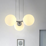 Milk White Glass Global Ceiling Chandelier Modernist 3-Head Suspended Pendant Light Clearhalo 'Ceiling Lights' 'Chandeliers' 'Close To Ceiling Lights' 'Glass shade' 'Glass' 'Modern Chandeliers' 'Modern' Lighting' 735343