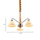 Chrome and Wood Conical Chandelier Modern 3/5 Lights Frosted Glass Hanging Ceiling Lamp Clearhalo 'Carpenter Chandeliers' 'Ceiling Lights' 'Chandeliers' 'Industrial' 'Modern Chandeliers' 'Modern' Lighting' 735379