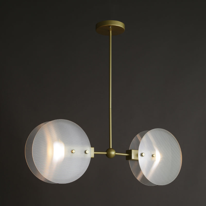 Acrylic Round Panel Chandelier Light Postmodern 2/3 Bulbs Gold Finish Hanging Ceiling Lamp Clearhalo 'Ceiling Lights' 'Chandeliers' 'Modern Chandeliers' 'Modern' Lighting' 735417