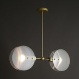 Acrylic Round Panel Chandelier Light Postmodern 2/3 Bulbs Gold Finish Hanging Ceiling Lamp Clearhalo 'Ceiling Lights' 'Chandeliers' 'Modern Chandeliers' 'Modern' Lighting' 735417